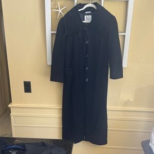 OLEG CASSINI Black wool winter classic Trench Coat TIMELESS CBK Simplistic LOOK